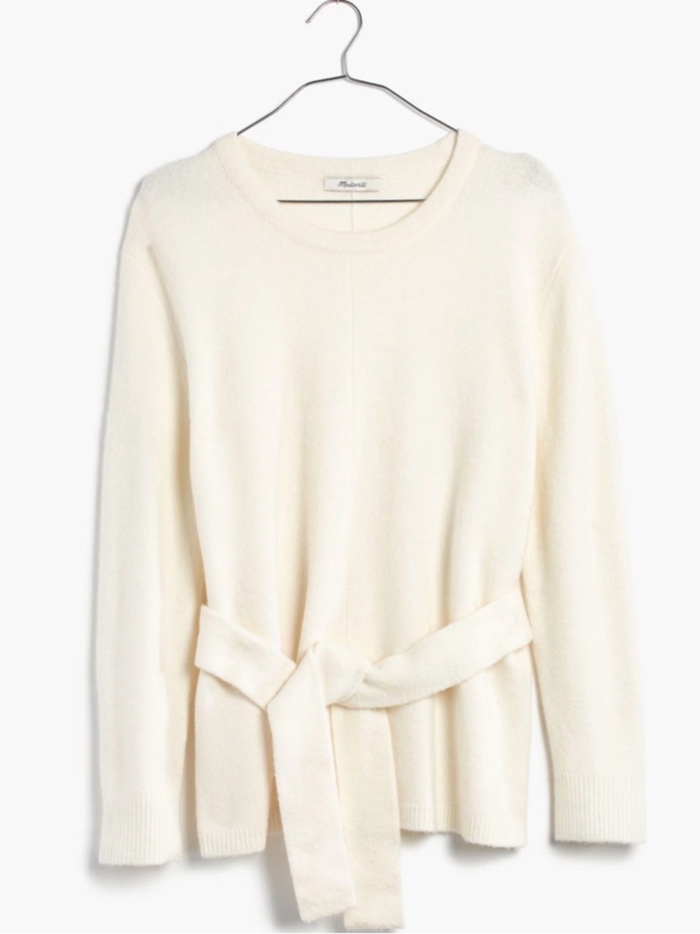Madewell Sweater Tie-Front Belted Long Sleeve Ivory Cream Winter Fall Medium
